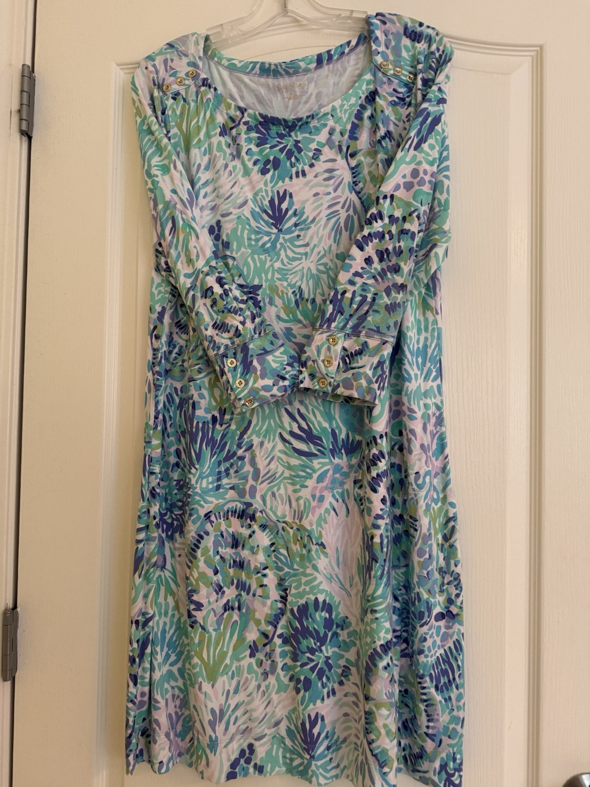 Lilly Pulitzer Women’s Blue & Aqua 3-Quarter sleeves Dress Sz Xl ￼ Gently Used