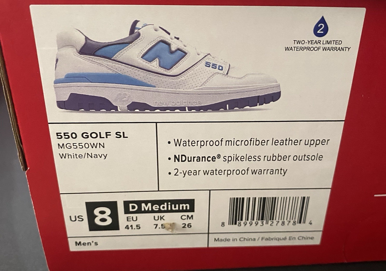 New Balance 550 UNC White University Blue Men’s Size 8 D Medium 550 SL Golf