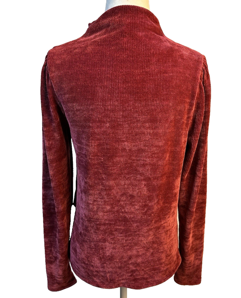Express NWT Maroon Chenille Pullover with one side shoulder pleating Size S