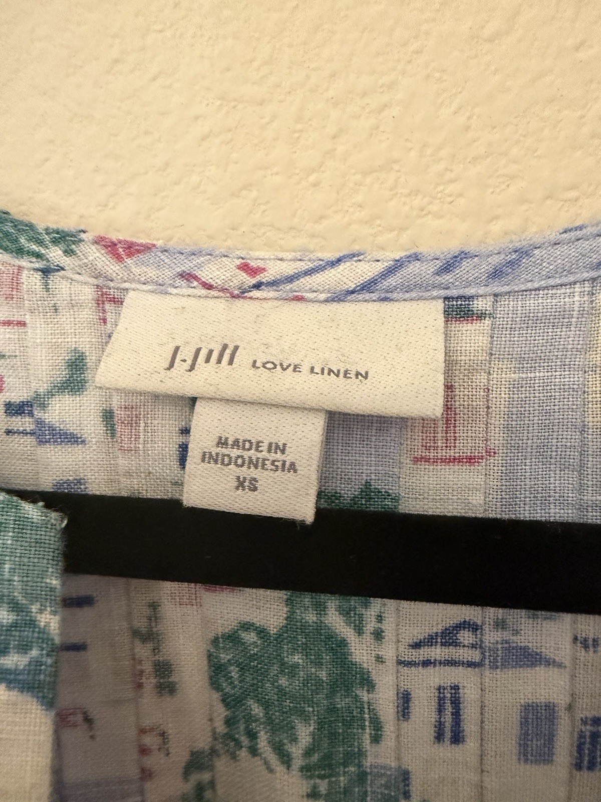 J. Jill Love Linen Blue Mediterranean Print Dress XS Vacation Resortwear