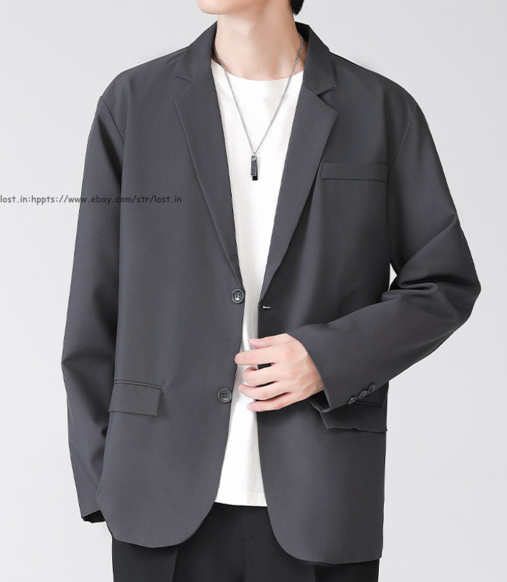 Men Slim Fit Casual Button Blazer Summer Thin Casual Suit Jacket Business Coats