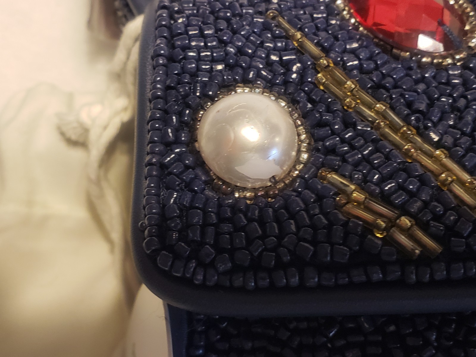 NEW! Staud Tommy Glass Bead Celestial Shoulder Bag In Navy Celestial NWT! Pouch!
