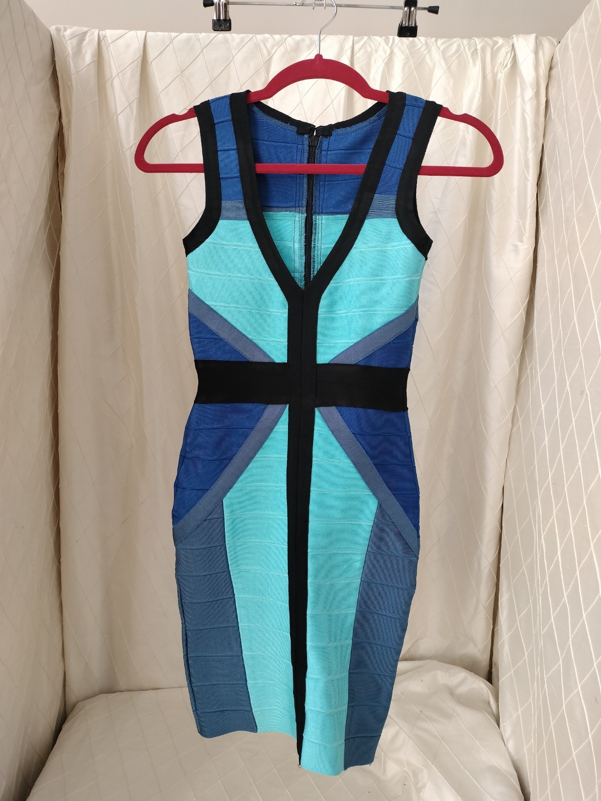 BANDAGE DRESS ELASTICATED STRETCH BODYCON MINI Size Small