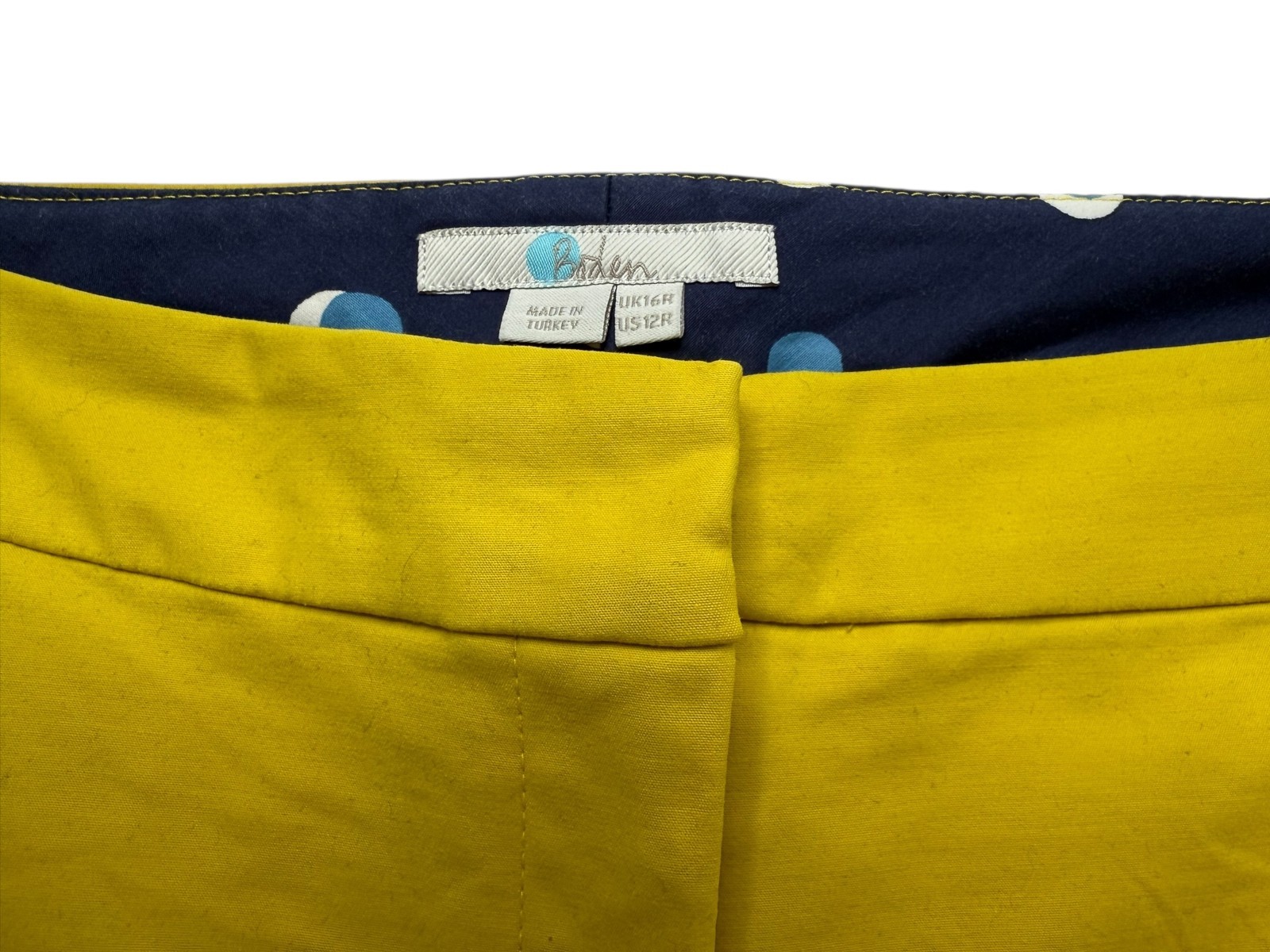 BODEN Women’s Pants Yellow Size US 12R. Made in Turkey 97% Cotton 3% Elastane