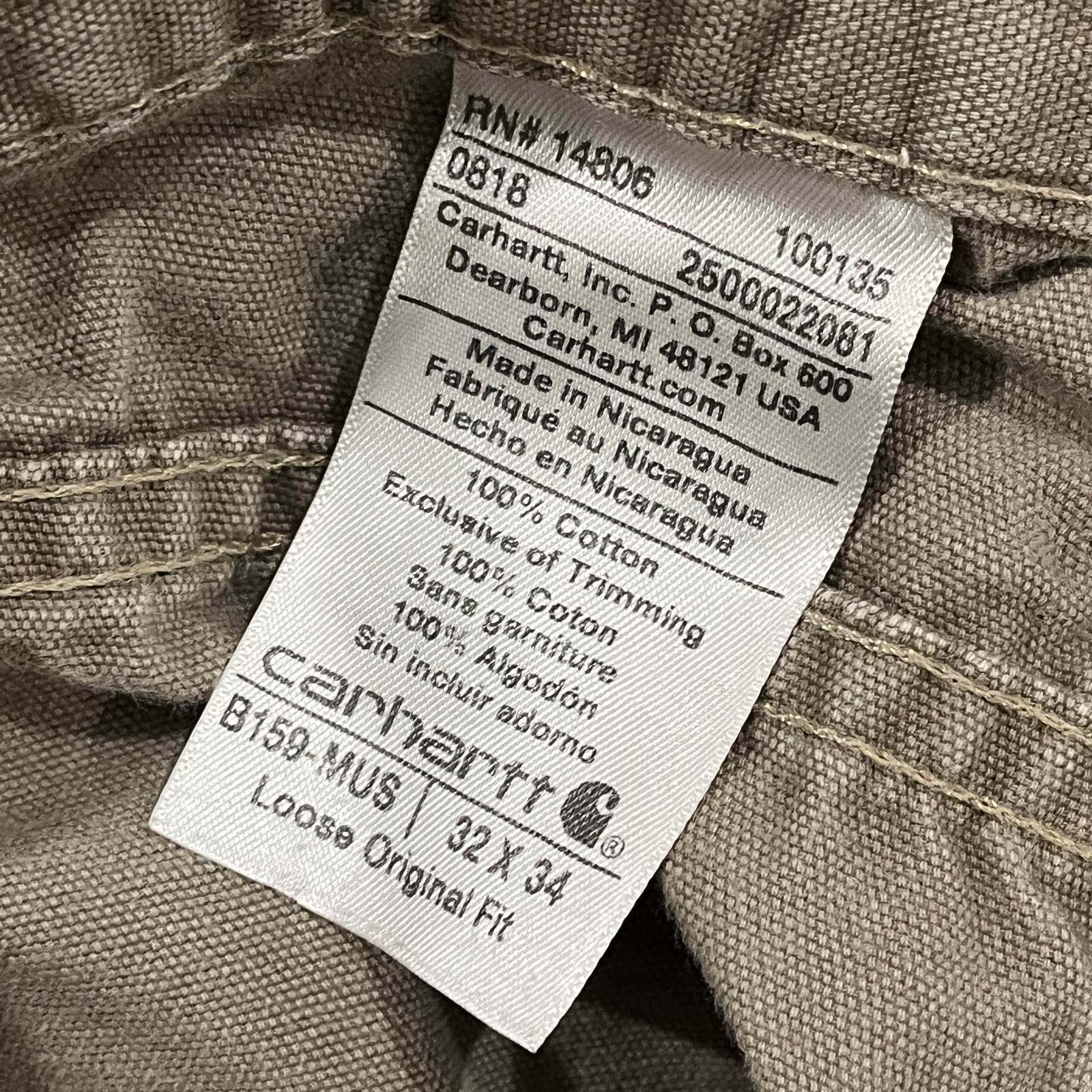 Carhartt Carpenter Pants Mens 32×34 (fit 30×34) Straight Leg Loose Hammer Loop