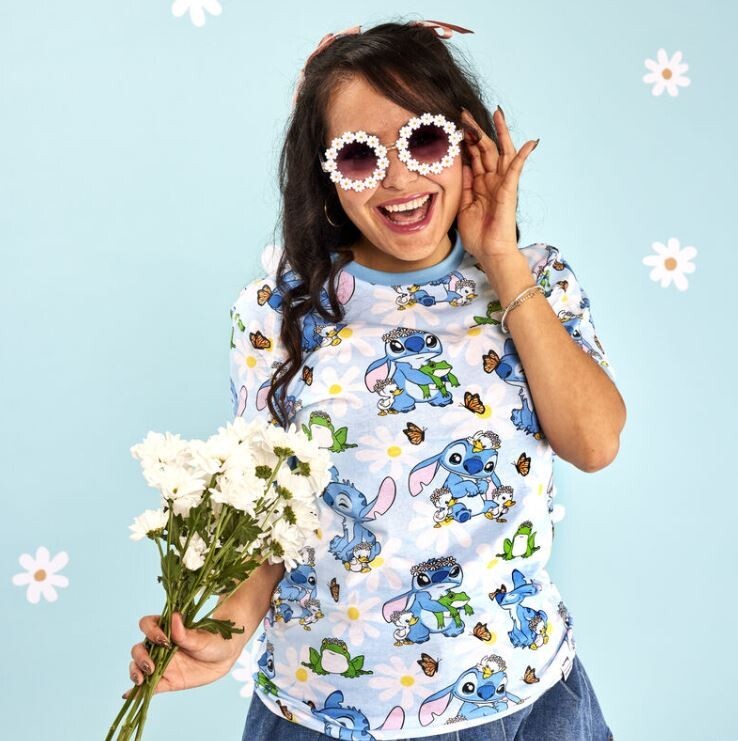 LOUNGEFLY Disney Stitch Springtime Daisy (SEE SIZE CHART) Unisex XL T-Shirt NEW!