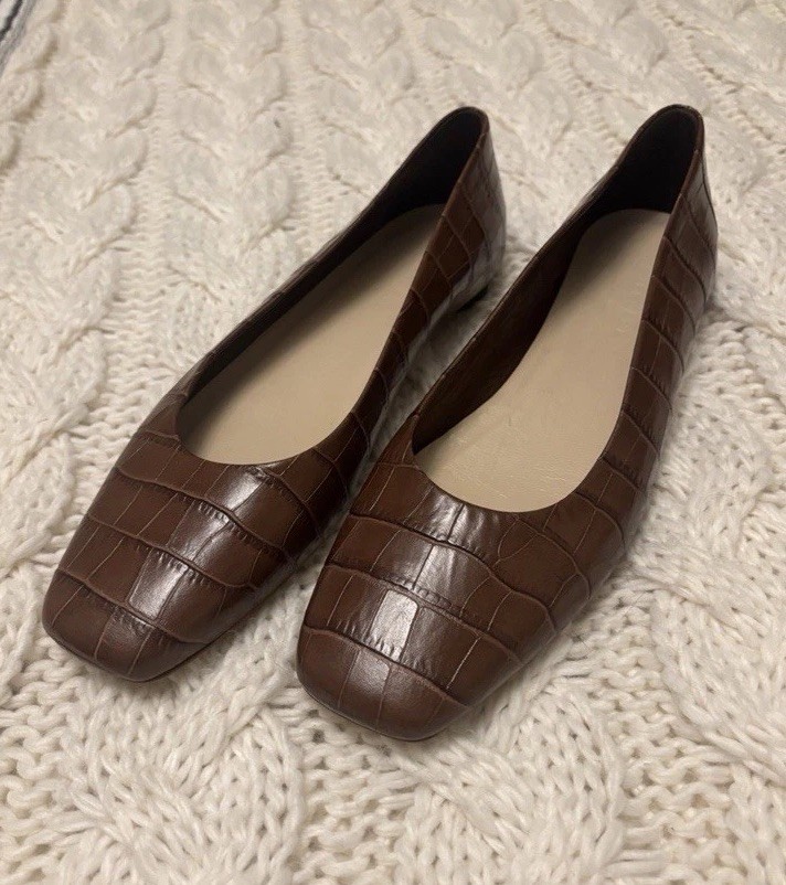 Everlane The 90s Croc-embossed Leather Flats Size 10-1/2