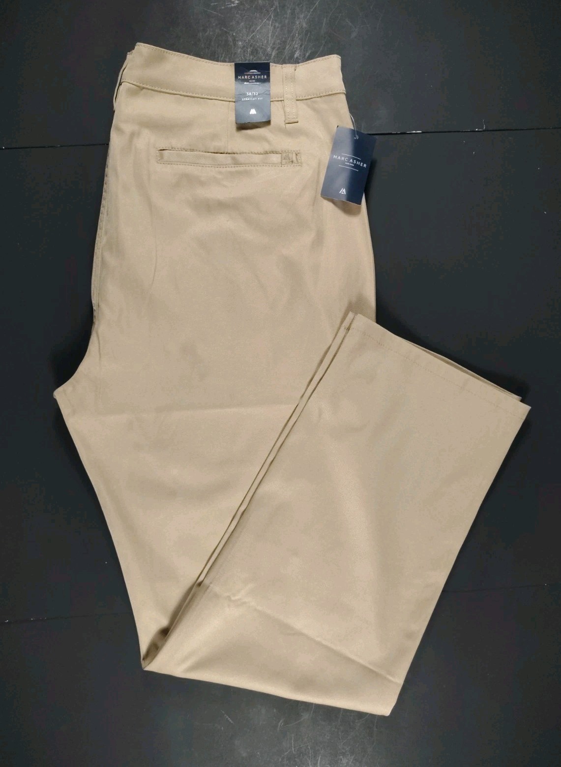 MARC ASHER-NWT-Men’s Sandstone Straight Fit Flat Front Chino Pants-Size 38W/32L