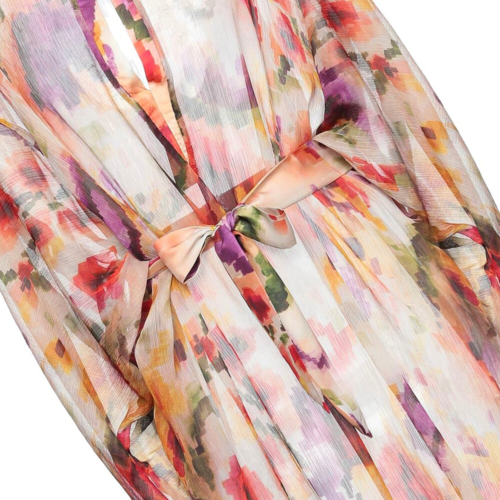 Kaftan Beach Dress Floral Sheer Belted Summer Dress Size 42 – RP £239.00