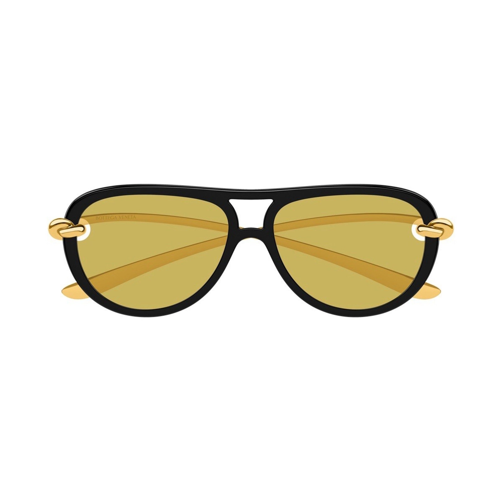 BOTTEGA VENETA BV1418S 001 Gold Black Unisex KNOT Pilot Sunglasses AUTHENTIC