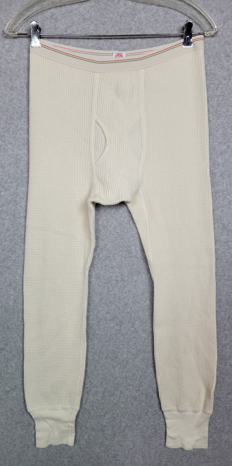 Vtg Hills Store Mens White Cotton Thermal Long Johns Waffle Knit Cotton USA L
