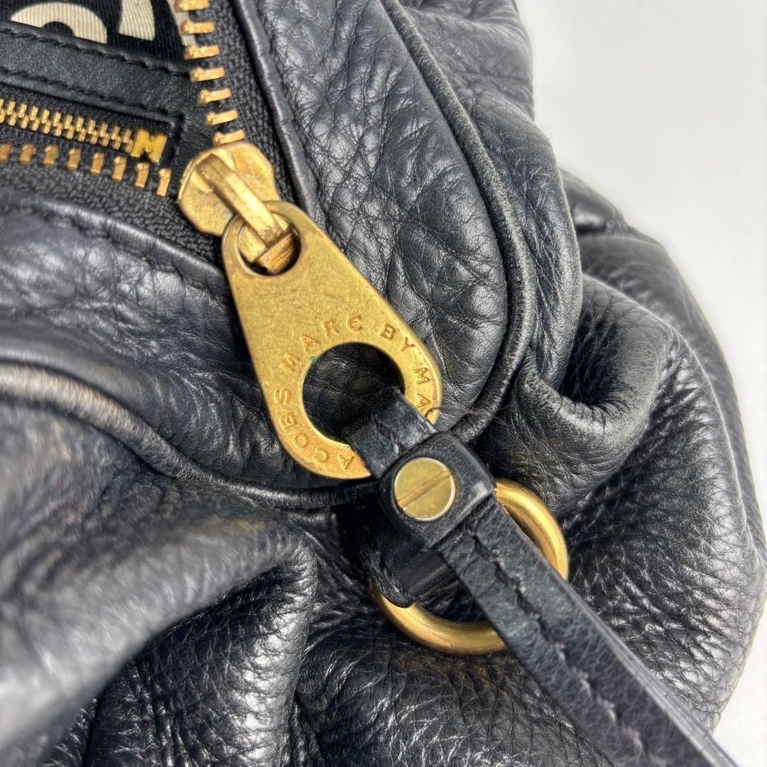 Marc by Marc Jacobs Classic Q Black Leather 2 Way Shoulder Bag Y2K Auth e76