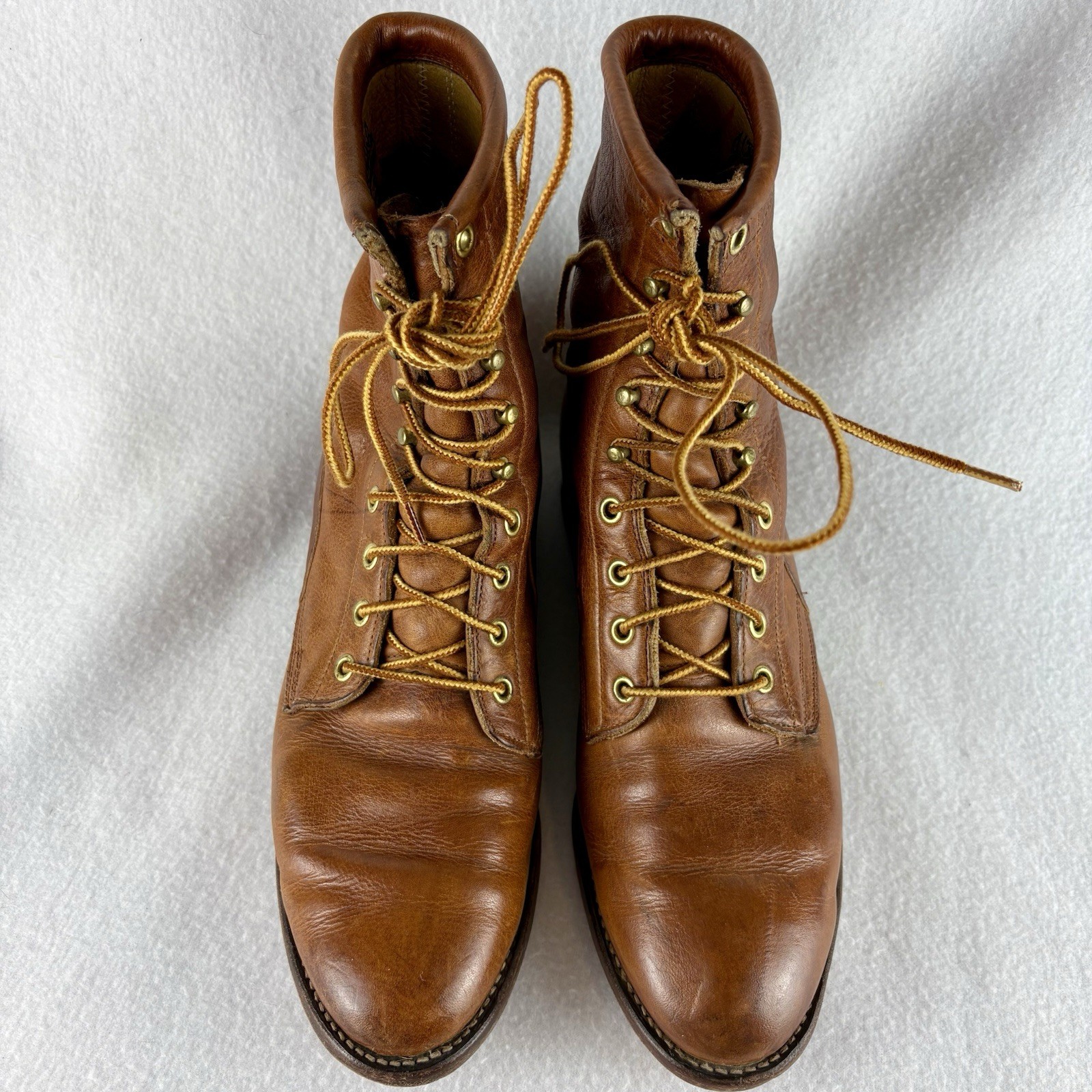VTG J. Chisholm 9.5D brown leather packer / work boots USA Made