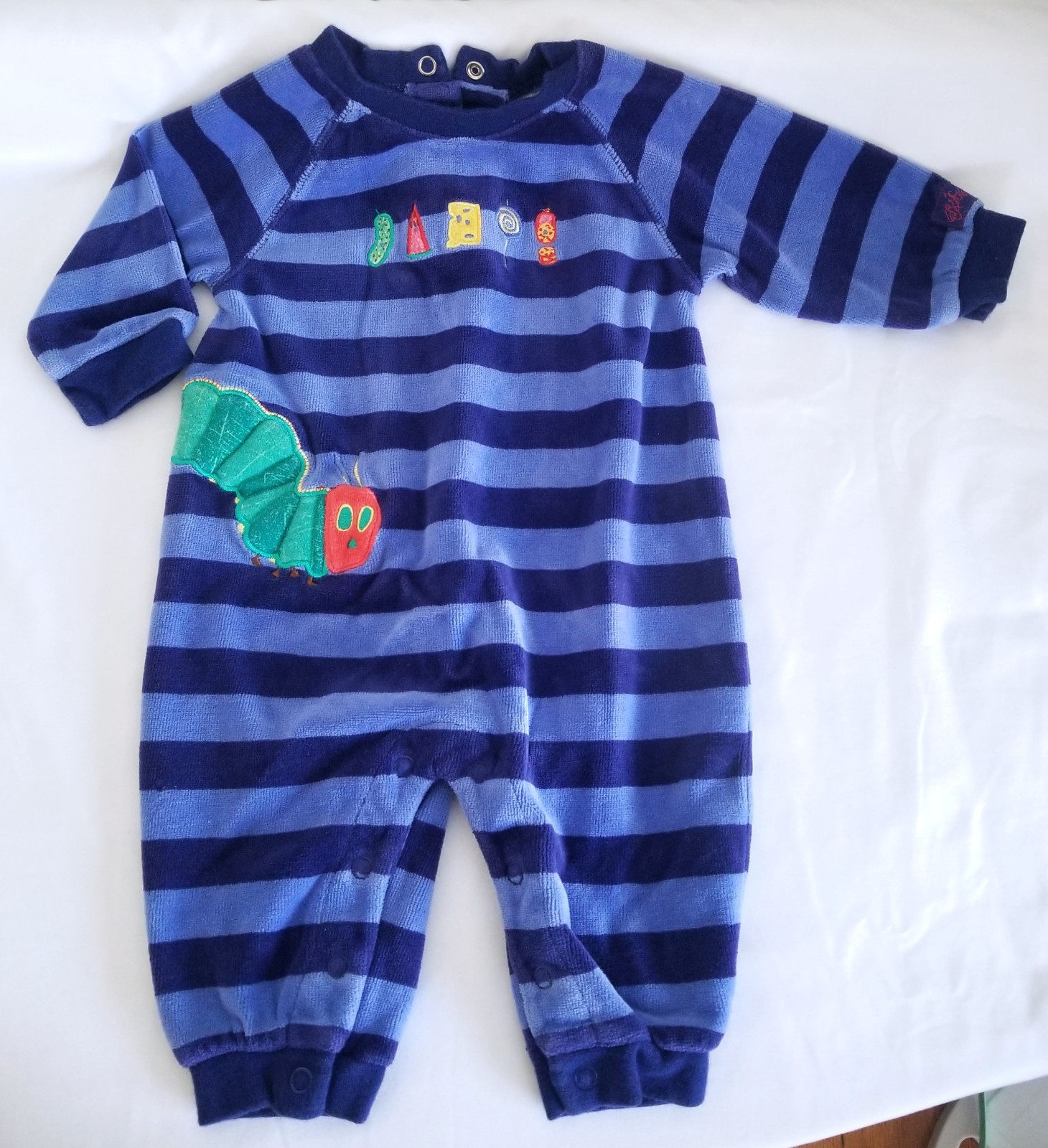 Vintage Eric Carle Very Hungry Caterpillar Body Suit Romper Blue 6-9 M Carter’s