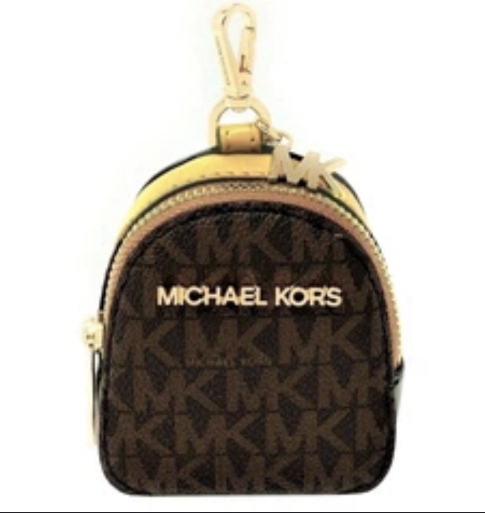 Michael Kors XS Jet Set Travel Mini Bag Keychain with Monogram Marigold