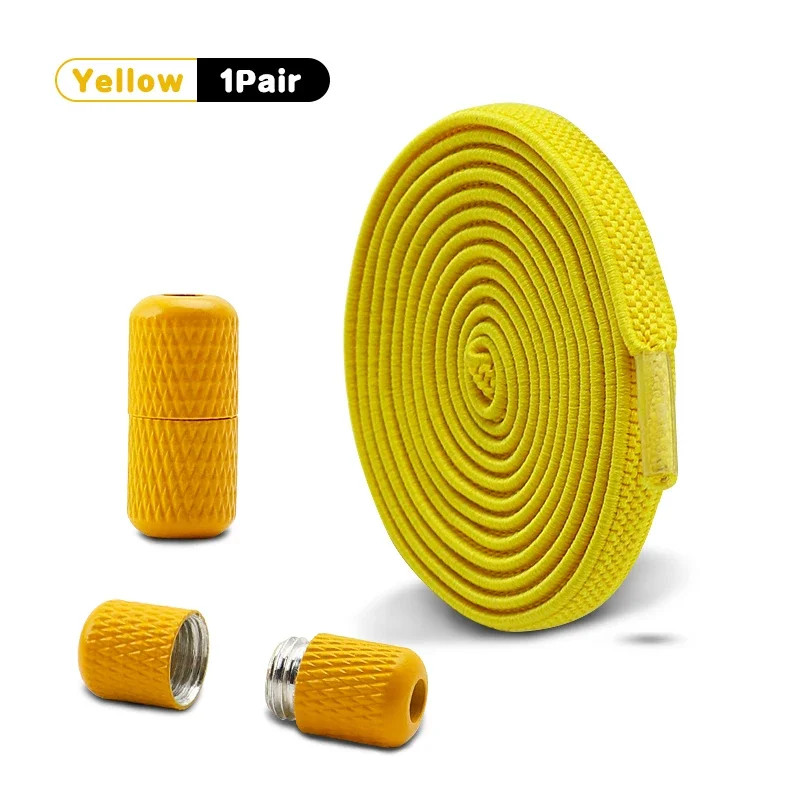 1/2 Pair Flat Elastic Shoe Laces Kids Adult Quick Shoelace Metal Capsule Buckle