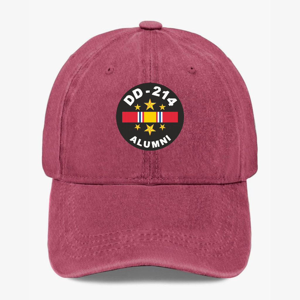 DD-214 Alumni Veteran Dad Hat Military Humor Cap Washed Cotton Adjustable