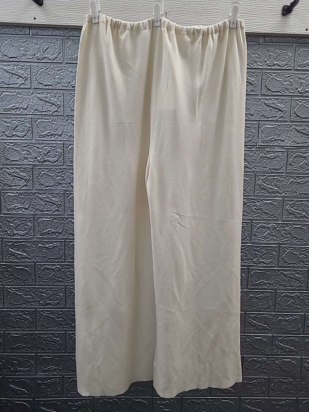New The Row Delphine Silk Blend Wide Leg Pants Beige Size Large