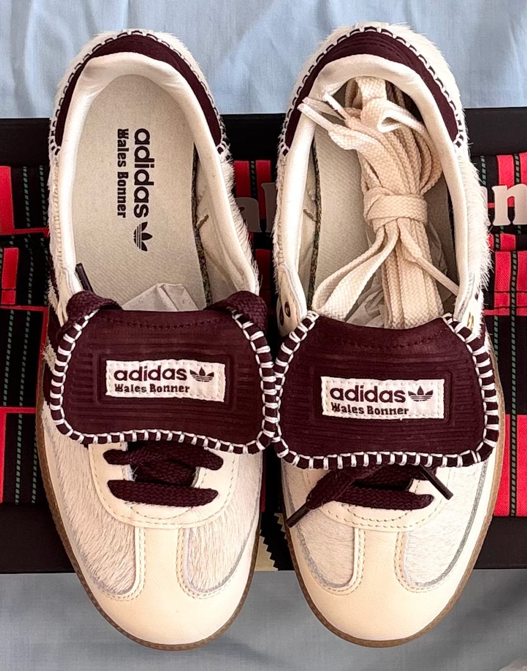 adidas x Wales Bonner Samba Pony Cream White Burgundy IE0586 EU 37 1/3 New