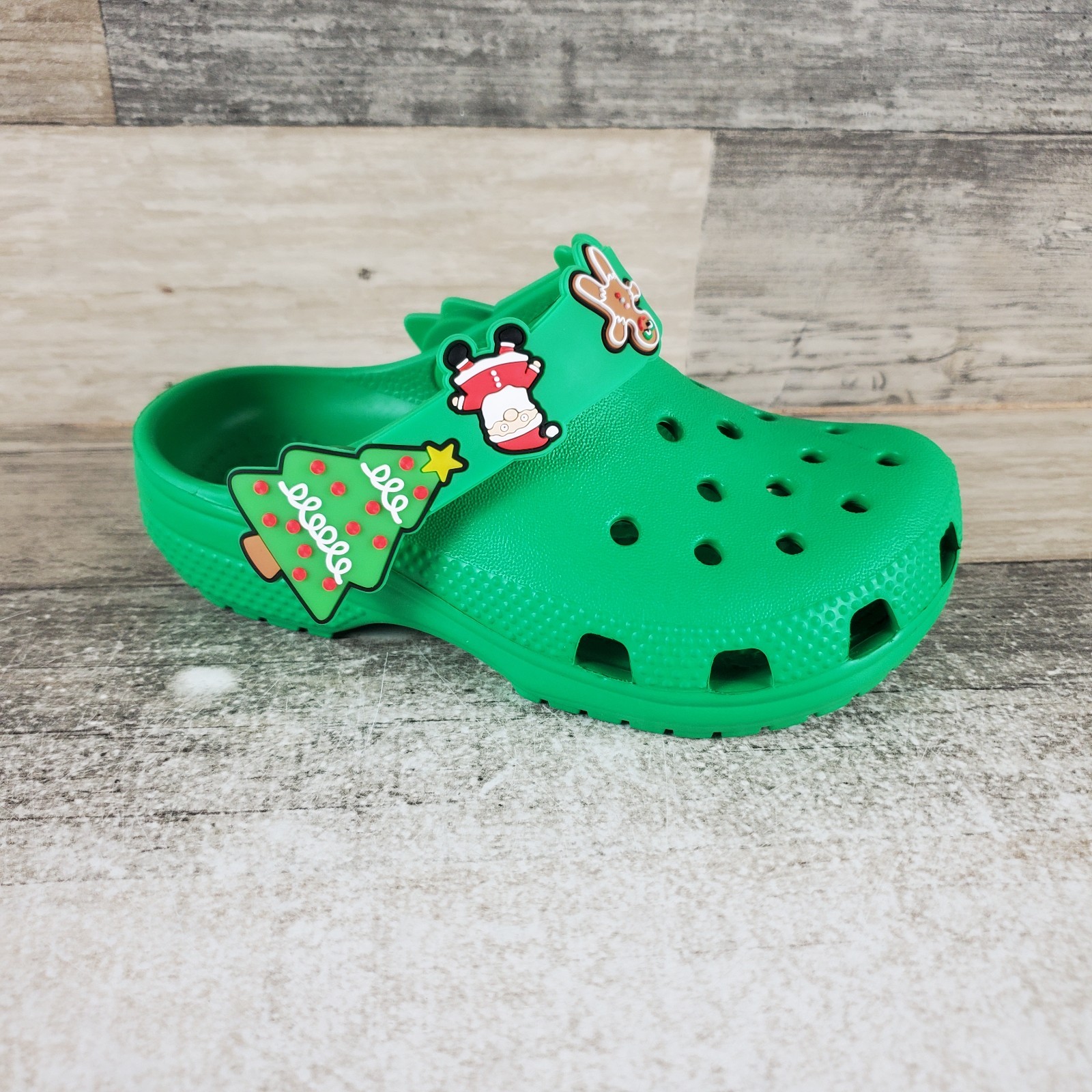 Crocs Classic Holiday Icons Lights Kids Clogs Sz 9 Rubber Grass Green Slingback