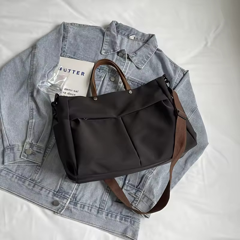 Women Nylon Tote Large Capacity Shoulder Handbag Multi Pocket Casual Work School