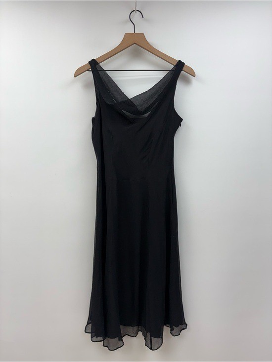 Vintage Betsey Johnson Black Label 100% Silk Cowl Neck Sleeveless Dress 8