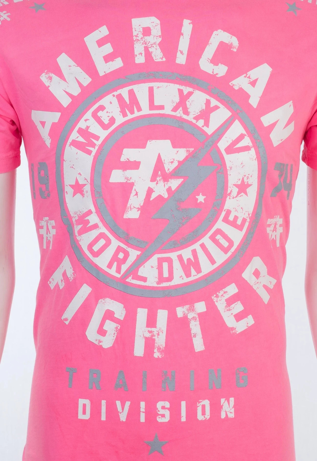 AMERICAN FIGHTER Men’s T-Shirt MADISON Athletic Biker GYM Pink MMA