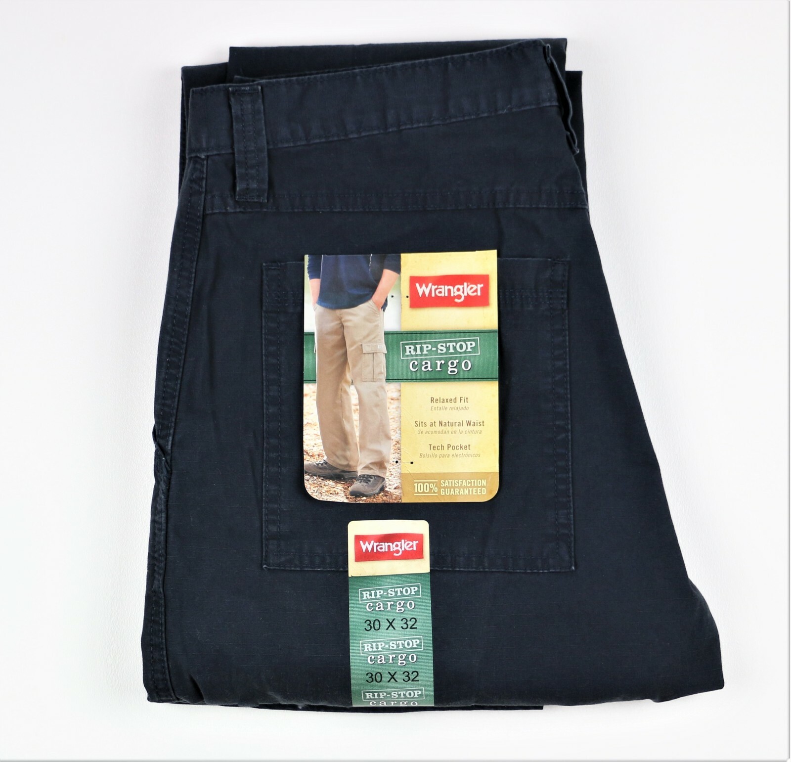 New Wrangler Men’s Rip-Stop Cargo Pants Navy Color 100% Cotton All Sizes