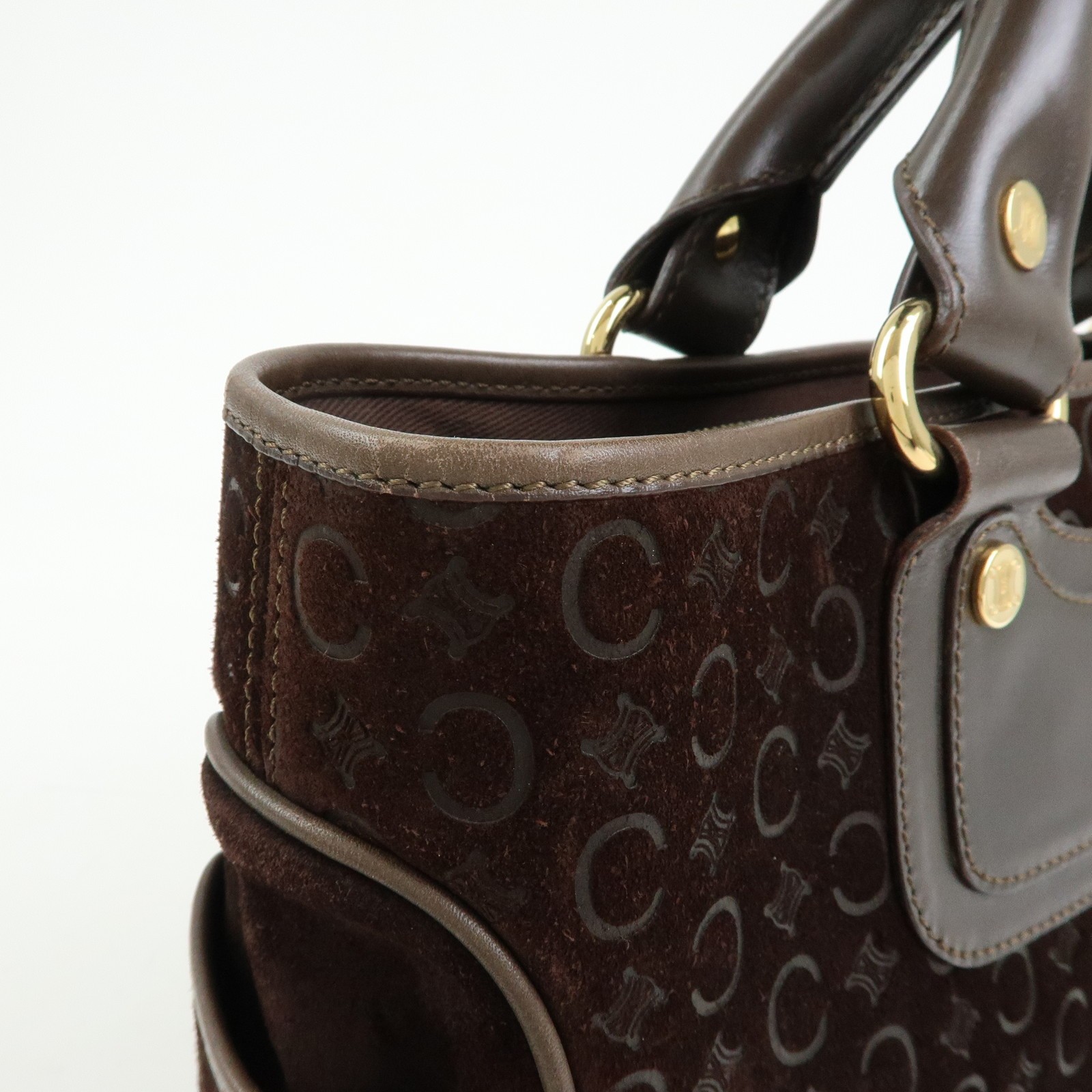 CELINE C Macadam Suede Leather Boogie Bag Hand Bag Brown Authentic Used F/S