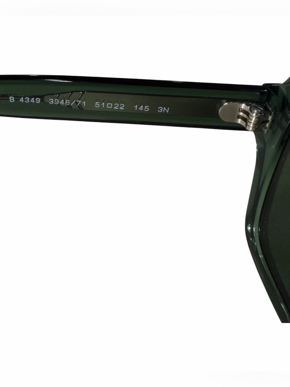Burberry Dark Green Rectangular Sunglasses With Metal Accents
