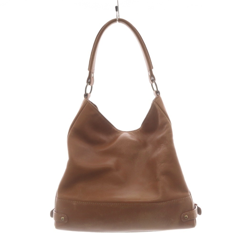 Ginza Kanematsu Leather Shoulder Bag Brown AB 11×5.1in Vintage Condition