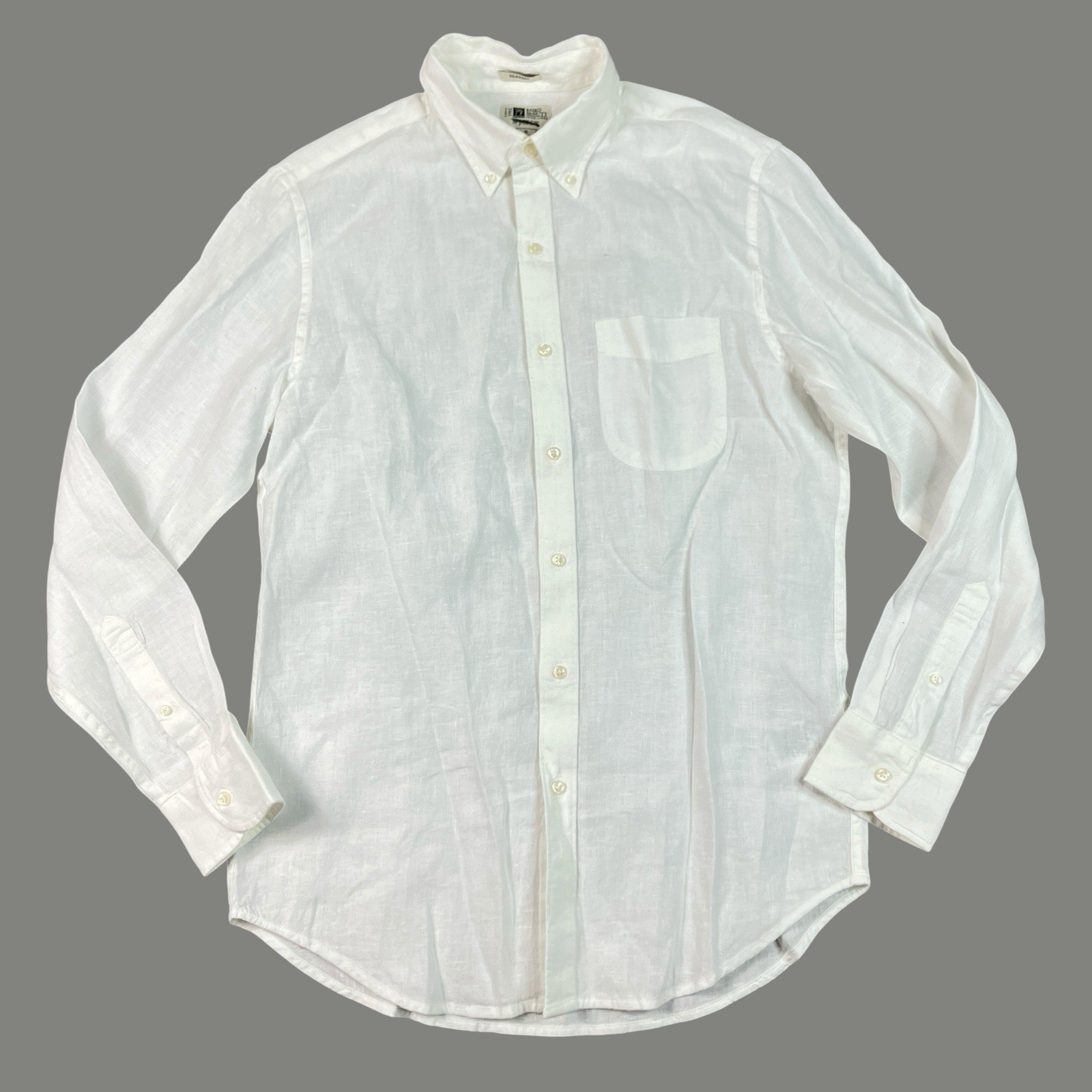 J Crew Button Down Shirt Mens S White Baird McNutt Irish Linen Classic Fit BE554