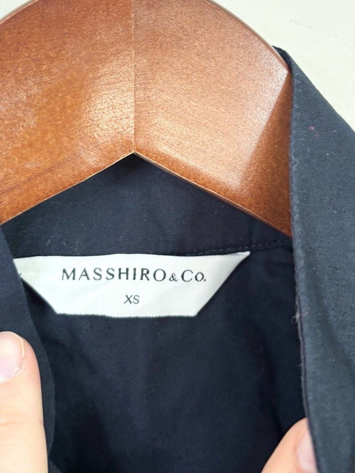 Masshiro & Co cha blouse navy blue structured cotton poplin blouse size XS