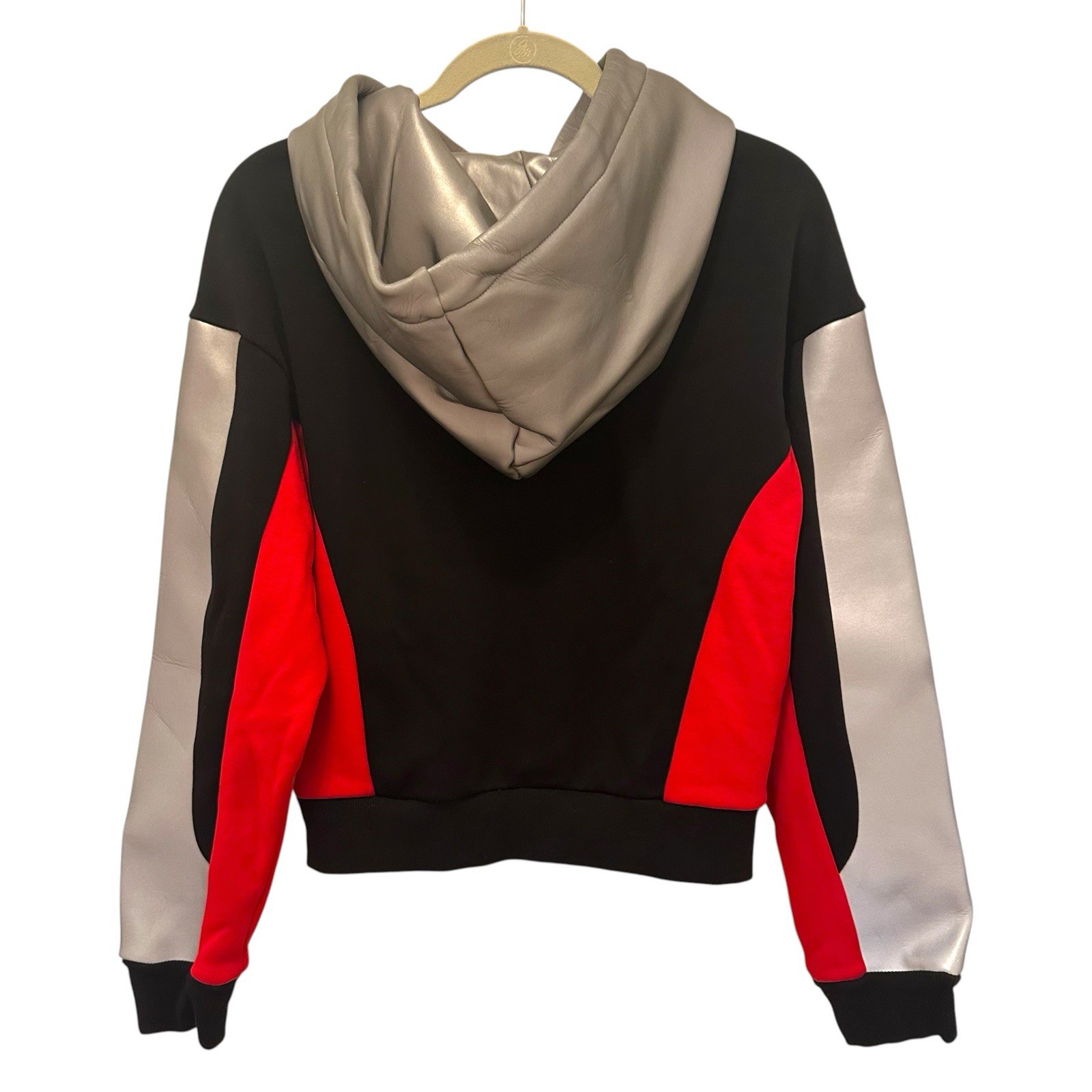 I AM GIA Red Black Silver Reflective Colorblock Hoodie Sweats Set Size XS NWT