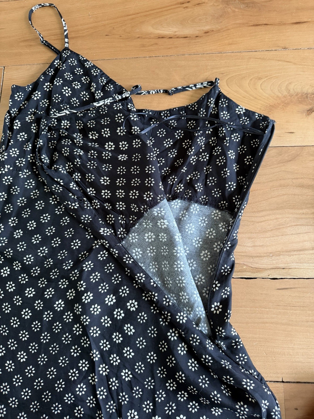 J.CREW Women’s Natasha slip dress block Print Midi Black Sleeveless Straps 8