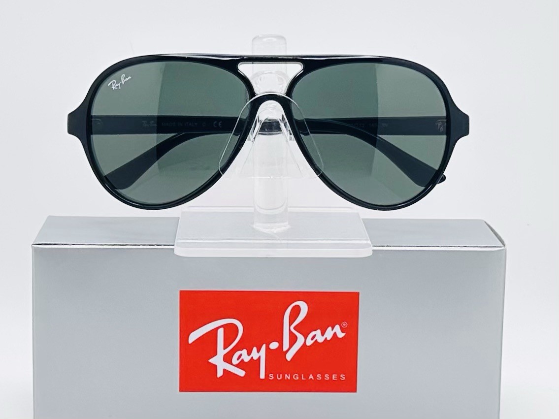 Ray-Ban CATS 5000 RB4125 59mm Aviator Unisex Sunglasses – Black Frame Green Lens