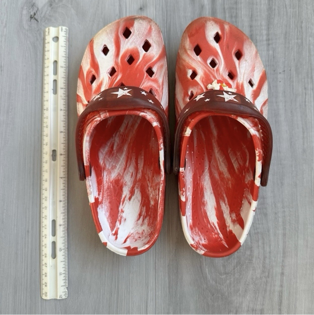 Airwalk Red/White Marbled Star Clogs Slip-On Closed Toe Kids Size 3.5-4