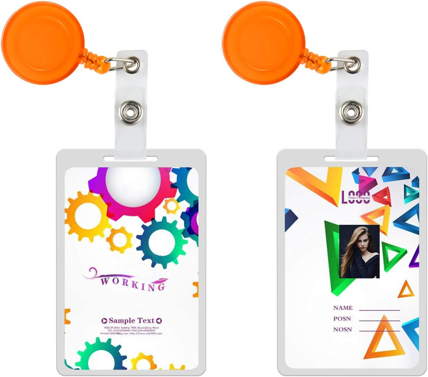 50 Pcs Retractable Badge Reel Clips Holder for Hanging ID Multi Color