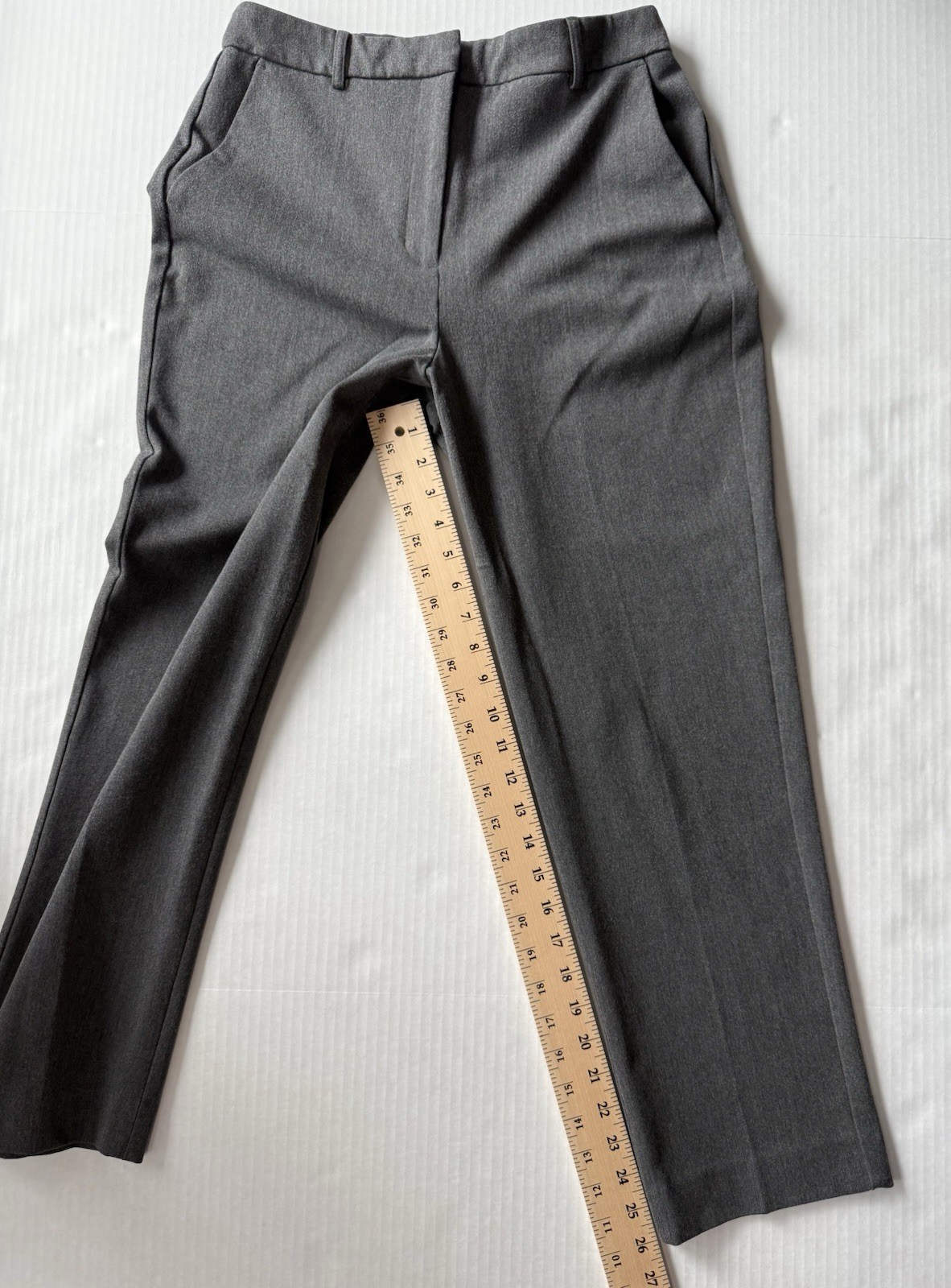 Express Editor Super High Waisted Straight Ankle Pant Heather Gray Size 6