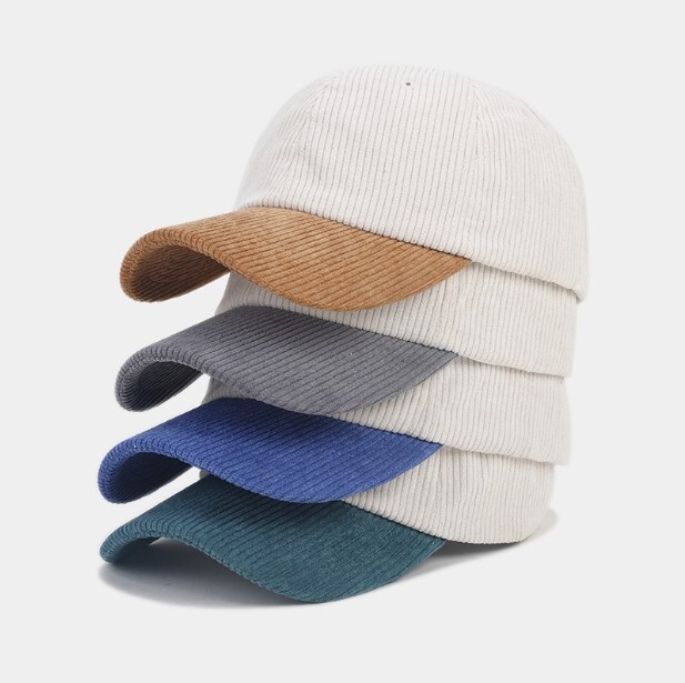 Two Tone Corduroy Baseball Cap Dad Hat Classic Adjustable Soft Plain Cap
