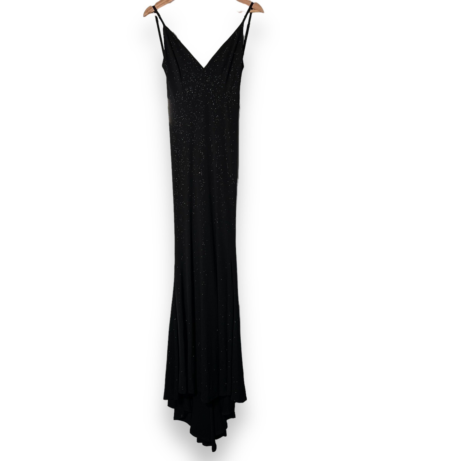 Ladivine By Cinderella Divine Black Glitter Fitted Long Rauch Mermaid Dress S