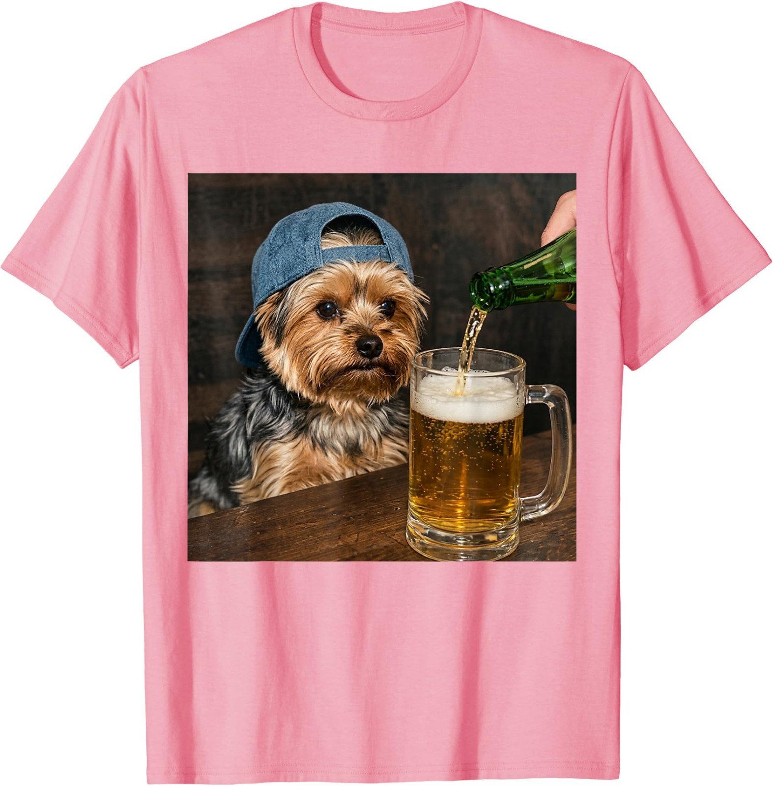Yorkie Drinking Beer Funny Dog Meme T-Shirt