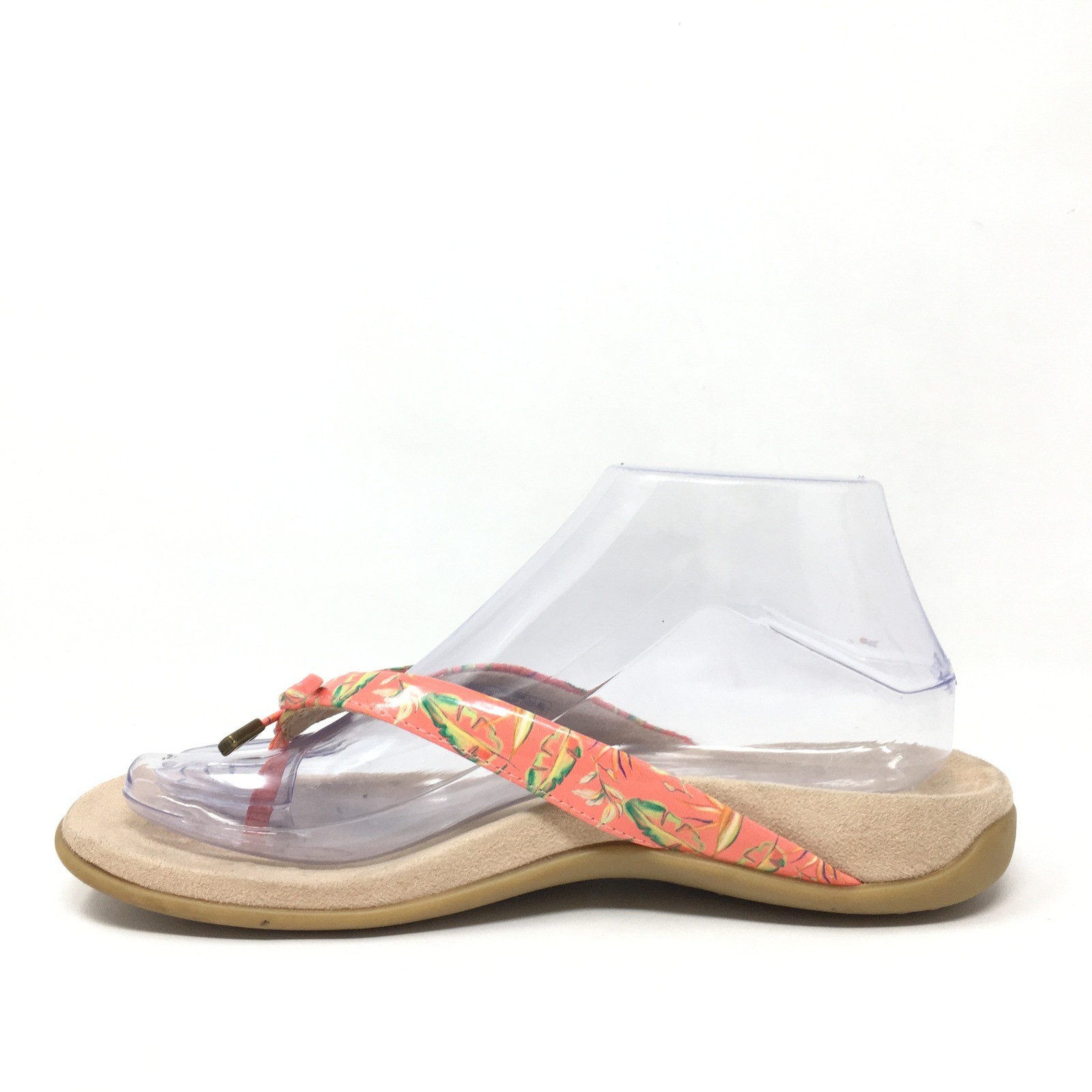 Vionic Bella II Flip Flops Sandals Shoes Womens Size 7 Pink Green Floral Ortho