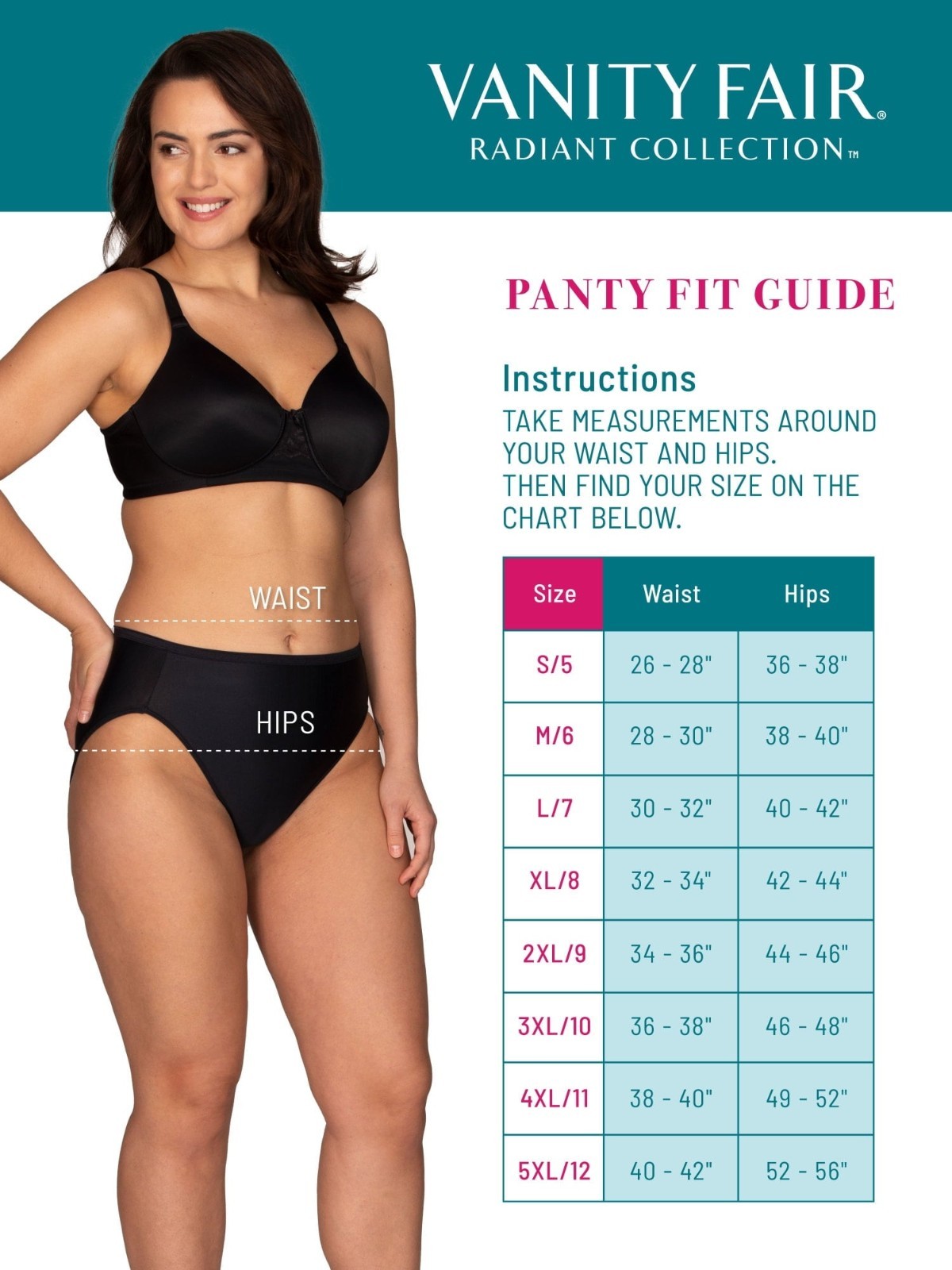 Vanity Fair Radiant Undershapers Underwear High Waist Control Shaping 5XL/12