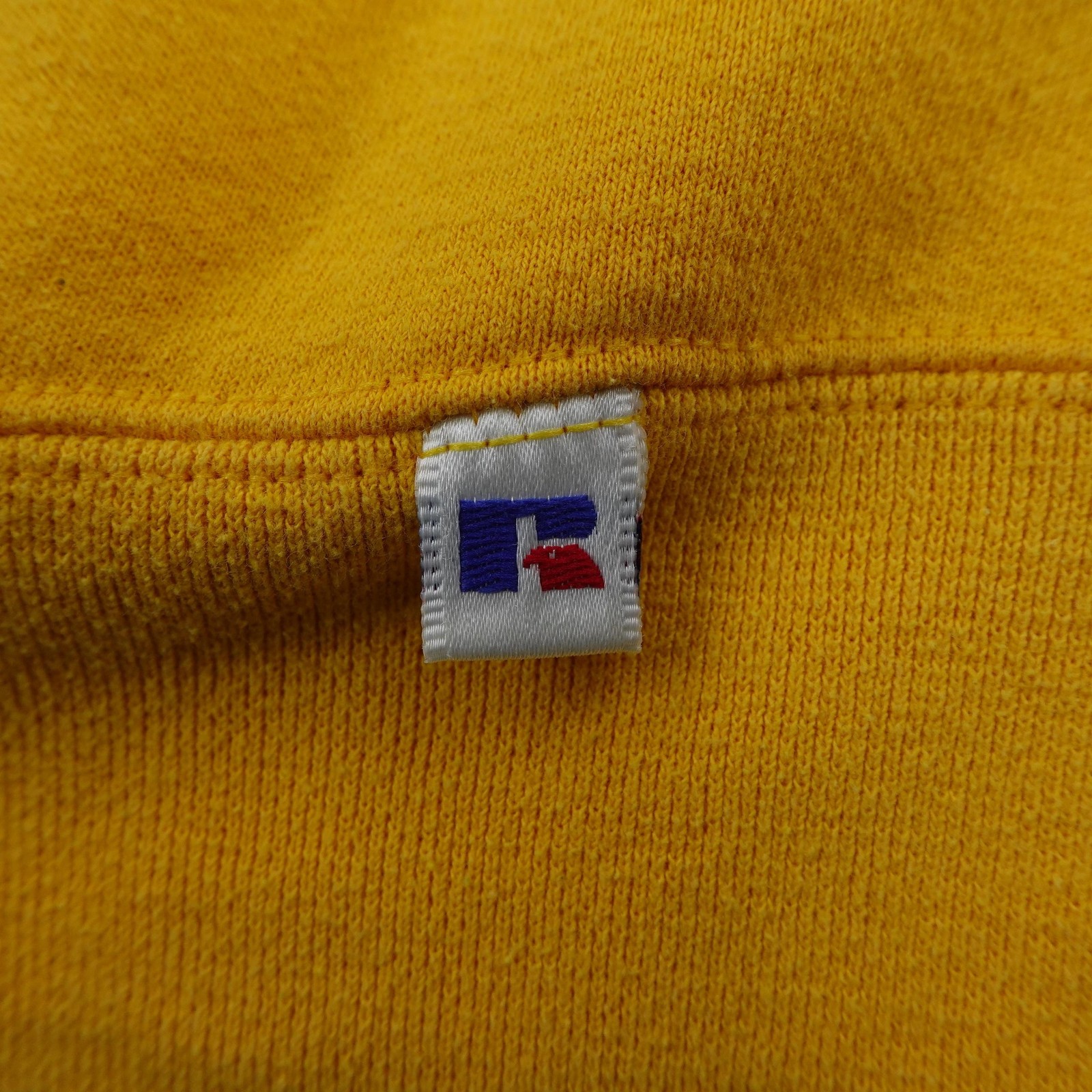 Vintage Russell Athletic Sweatshirt Mens Large Yellow Crewneck Pullover USA 90s