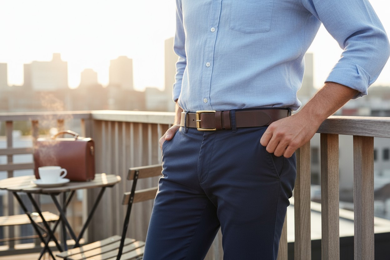 Men’s Leather Belt Genuine Buffalo FULL GRAIN 1.5″ width, Handmade, By Amish