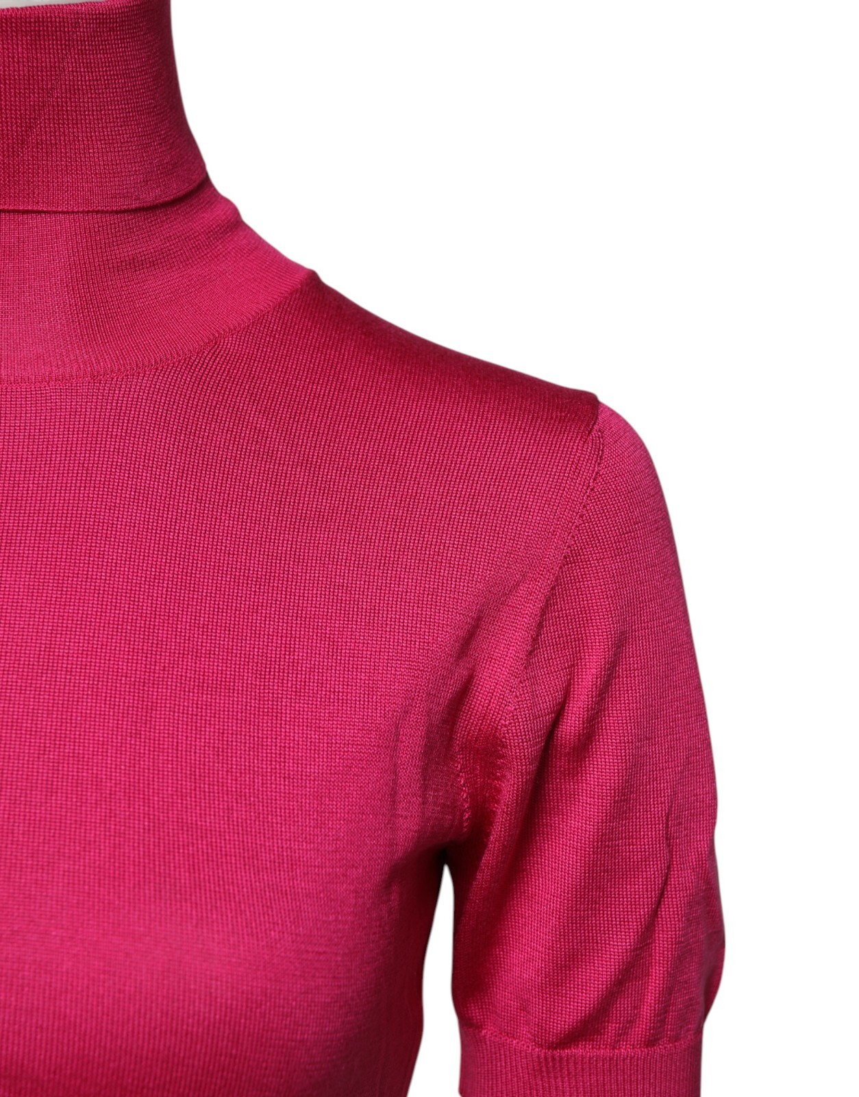 DOLCE & GABBANA Top Pink Silk Knitted Turtleneck Cropped Top IT40/US6/S 750usd