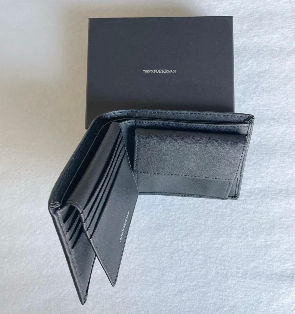 Porter Current Bi fold Wallet Plate Logo Compact Wallet Black