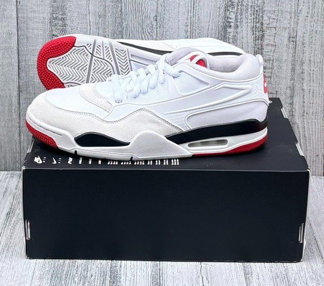 MENS AIR JORDAN 4 RM SHOES / SIZE 10.5 / WHITE-RED-BLACK / NEW