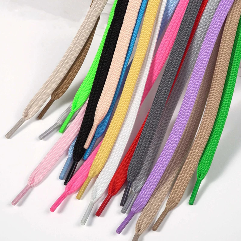 1Pair/3Pair Solid Color Flat Replacement Shoelaces 0.8CM Double Layered Laces fo